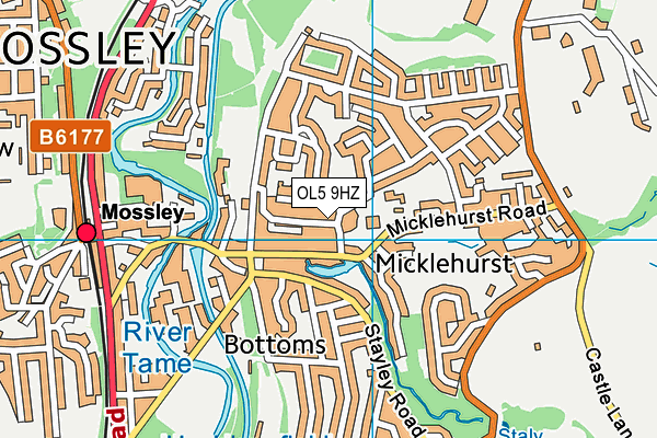 OL5 9HZ map - OS VectorMap District (Ordnance Survey)