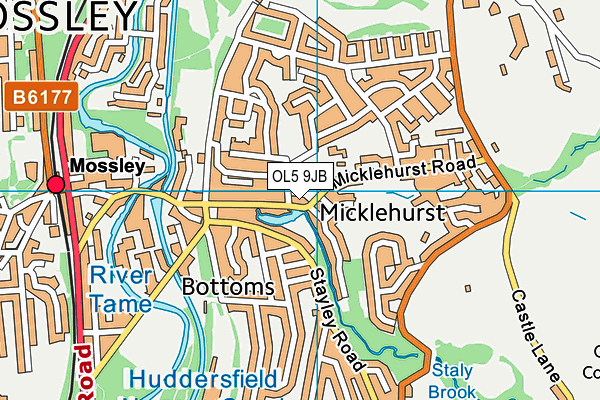 OL5 9JB map - OS VectorMap District (Ordnance Survey)