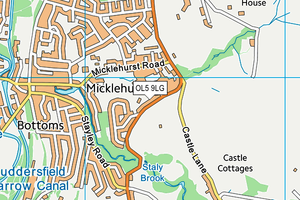 Micklehurst Cricket & Social Club map (OL5 9LG) - OS VectorMap District (Ordnance Survey)
