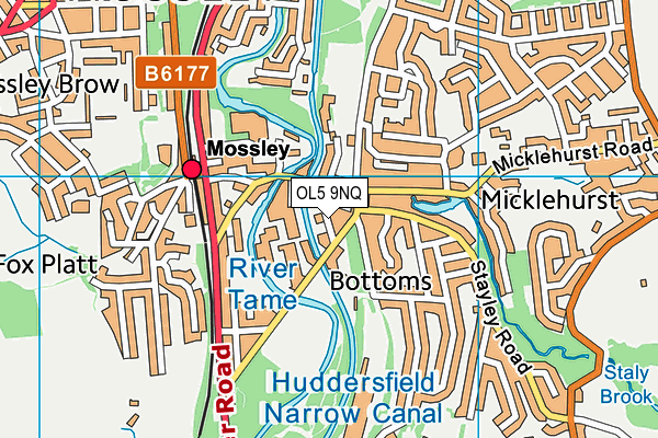 OL5 9NQ map - OS VectorMap District (Ordnance Survey)