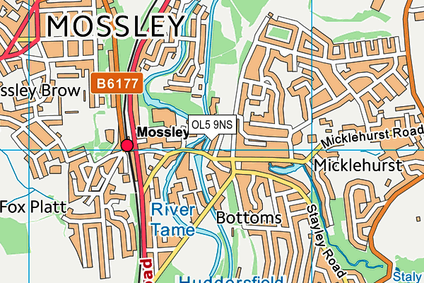 OL5 9NS map - OS VectorMap District (Ordnance Survey)