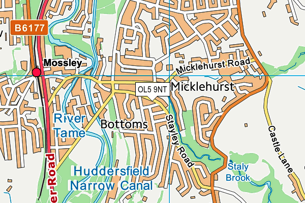 OL5 9NT map - OS VectorMap District (Ordnance Survey)