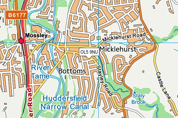 OL5 9NU map - OS VectorMap District (Ordnance Survey)