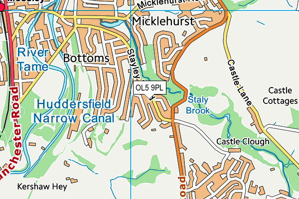 OL5 9PL map - OS VectorMap District (Ordnance Survey)