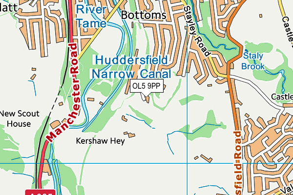 OL5 9PP map - OS VectorMap District (Ordnance Survey)