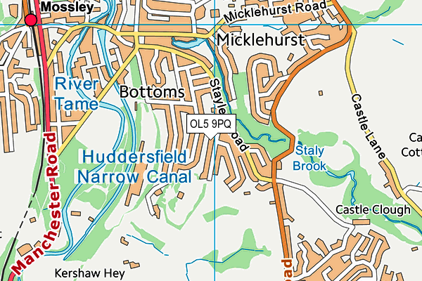 OL5 9PQ map - OS VectorMap District (Ordnance Survey)