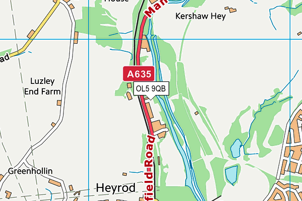 OL5 9QB map - OS VectorMap District (Ordnance Survey)