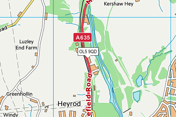 OL5 9QD map - OS VectorMap District (Ordnance Survey)