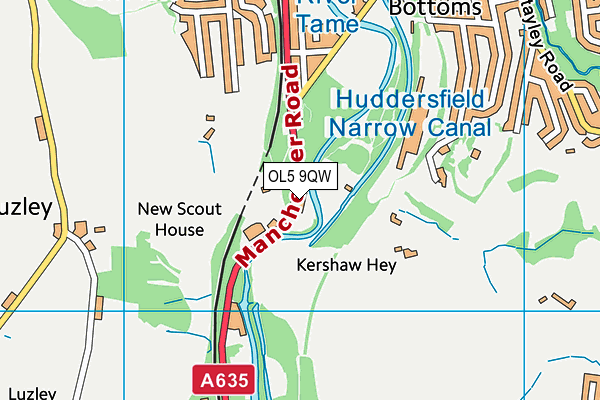 OL5 9QW map - OS VectorMap District (Ordnance Survey)