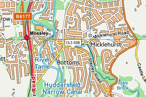 OL5 9SB map - OS VectorMap District (Ordnance Survey)