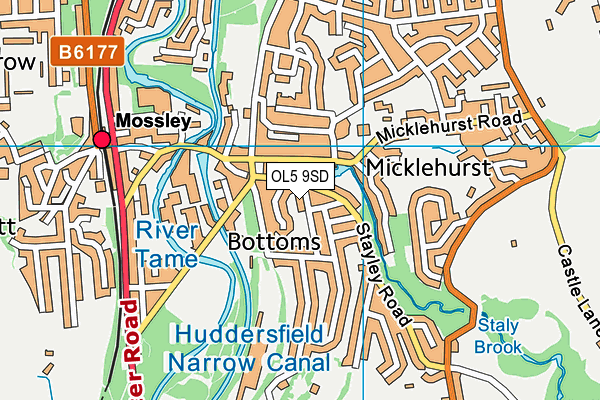 OL5 9SD map - OS VectorMap District (Ordnance Survey)