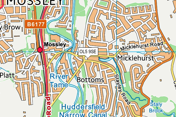 OL5 9SE map - OS VectorMap District (Ordnance Survey)