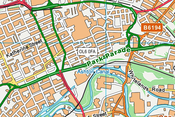 OL6 0FA map - OS VectorMap District (Ordnance Survey)