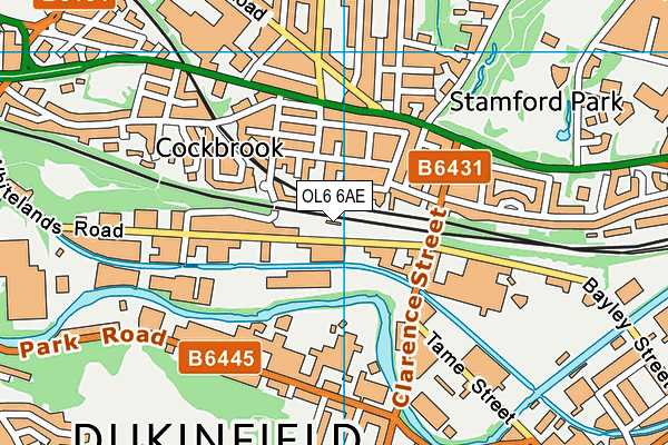 OL6 6AE map - OS VectorMap District (Ordnance Survey)