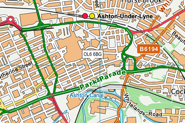 OL6 6BG map - OS VectorMap District (Ordnance Survey)