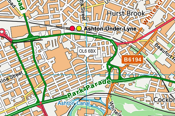 OL6 6BX map - OS VectorMap District (Ordnance Survey)