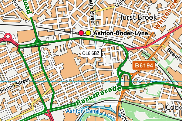 OL6 6BZ map - OS VectorMap District (Ordnance Survey)