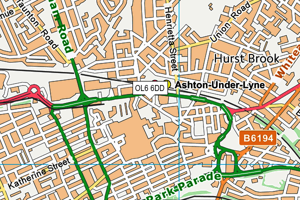 OL6 6DD map - OS VectorMap District (Ordnance Survey)