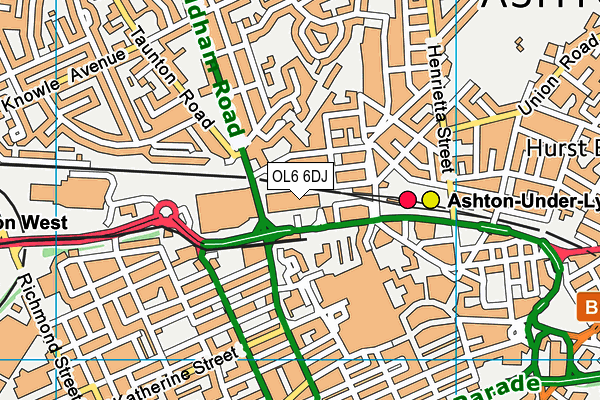 OL6 6DJ map - OS VectorMap District (Ordnance Survey)