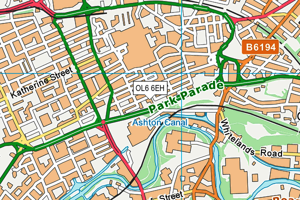 OL6 6EH map - OS VectorMap District (Ordnance Survey)