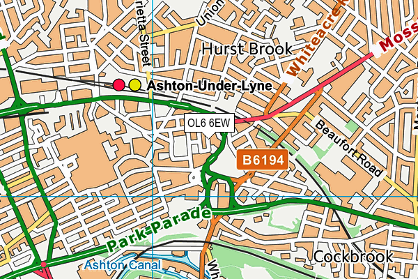 OL6 6EW map - OS VectorMap District (Ordnance Survey)