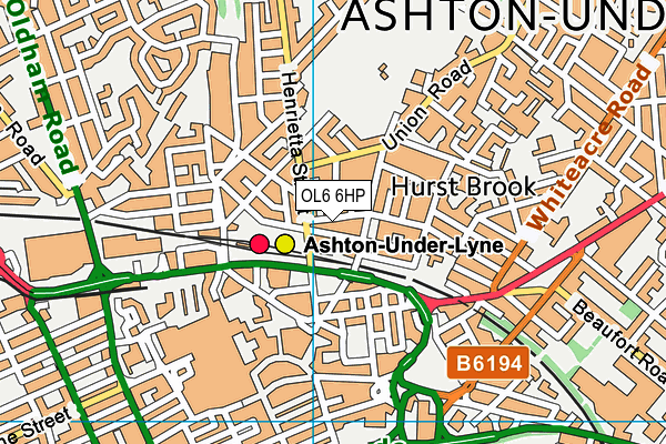 OL6 6HP map - OS VectorMap District (Ordnance Survey)