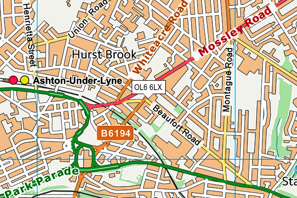 OL6 6LX map - OS VectorMap District (Ordnance Survey)