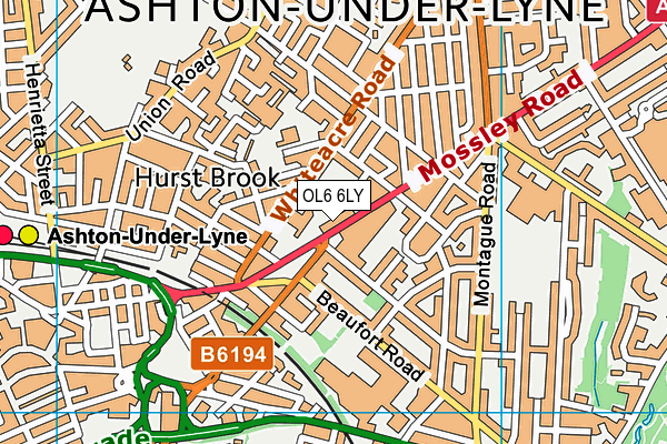 OL6 6LY map - OS VectorMap District (Ordnance Survey)