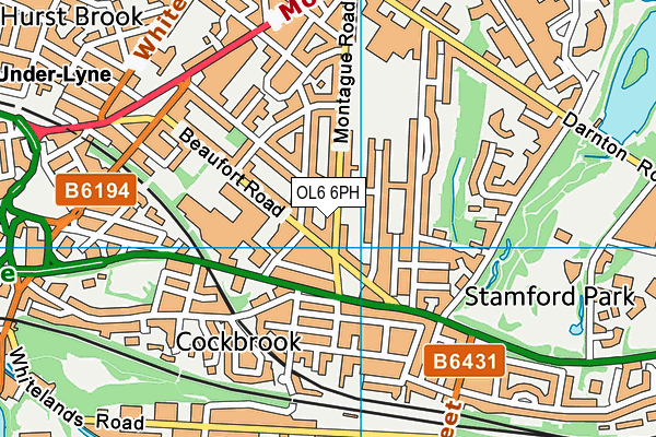 OL6 6PH map - OS VectorMap District (Ordnance Survey)