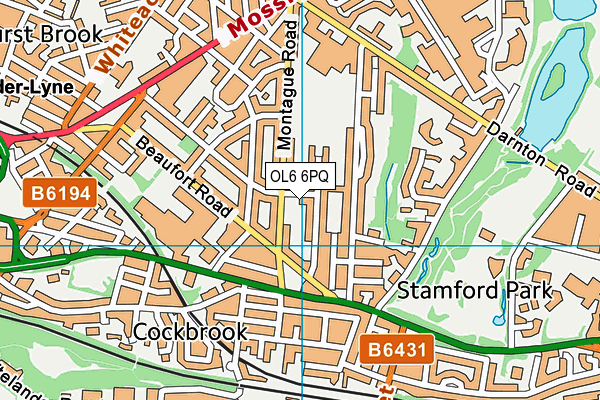OL6 6PQ map - OS VectorMap District (Ordnance Survey)