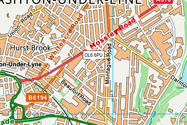 OL6 6PU map - OS VectorMap District (Ordnance Survey)