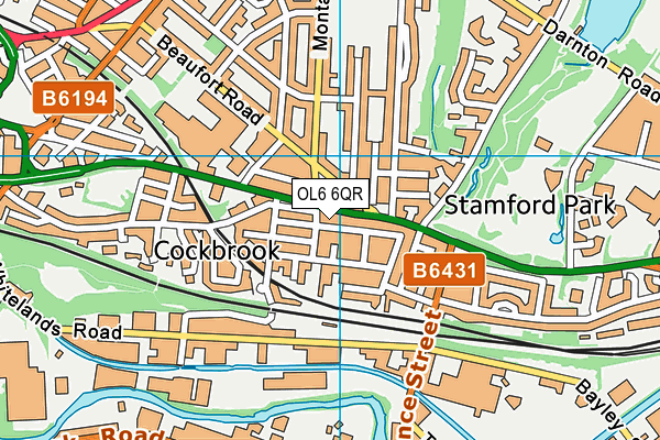 OL6 6QR map - OS VectorMap District (Ordnance Survey)