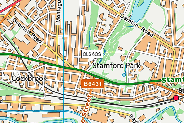 OL6 6QS map - OS VectorMap District (Ordnance Survey)
