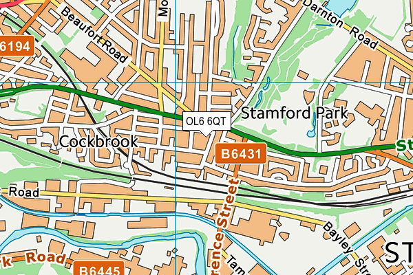 OL6 6QT map - OS VectorMap District (Ordnance Survey)