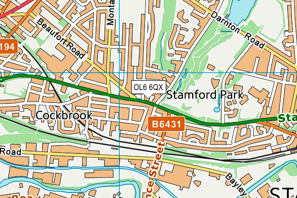 OL6 6QX map - OS VectorMap District (Ordnance Survey)