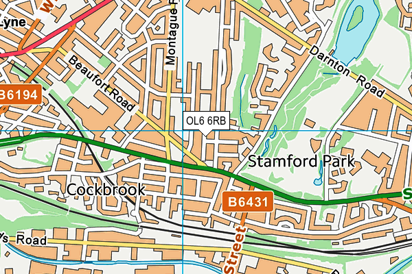 OL6 6RB map - OS VectorMap District (Ordnance Survey)