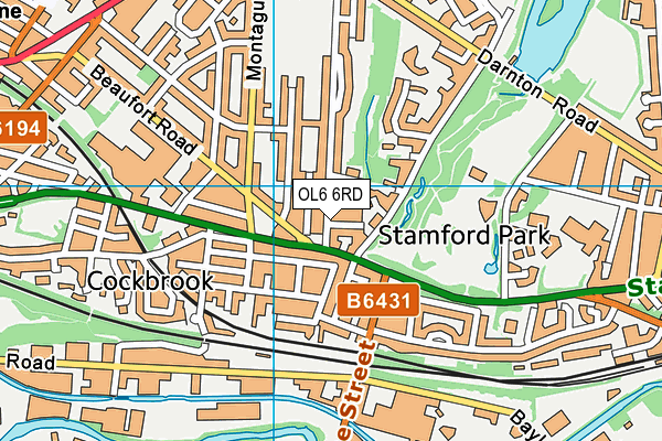 OL6 6RD map - OS VectorMap District (Ordnance Survey)