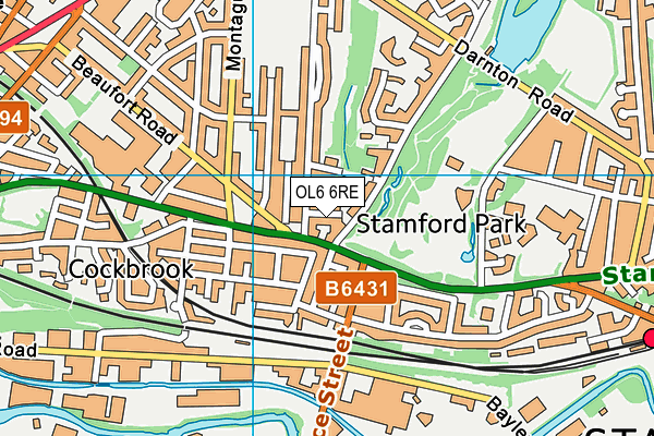 OL6 6RE map - OS VectorMap District (Ordnance Survey)