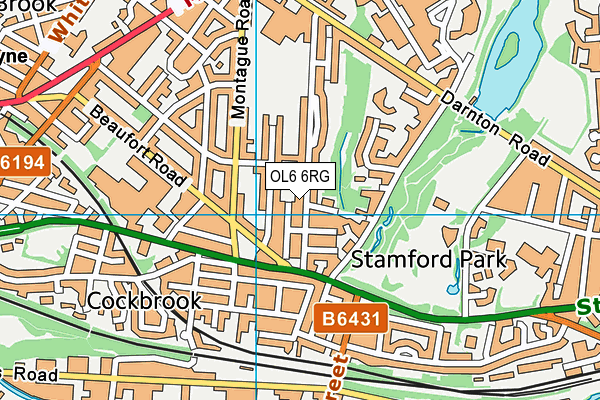 OL6 6RG map - OS VectorMap District (Ordnance Survey)