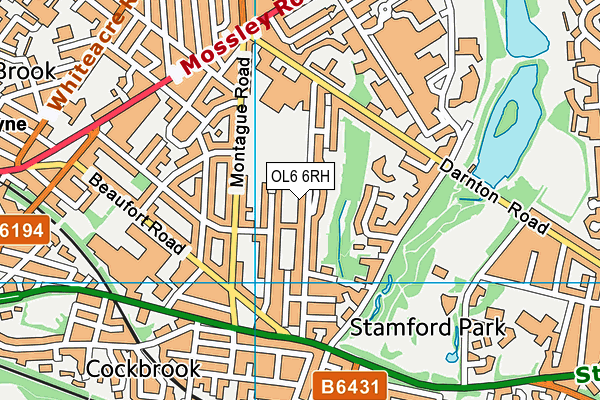OL6 6RH map - OS VectorMap District (Ordnance Survey)