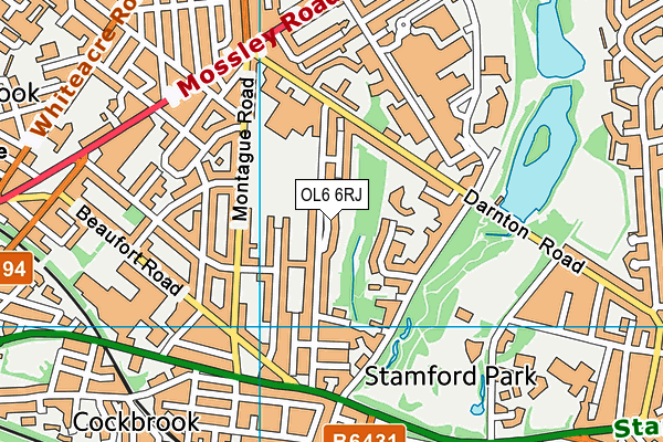 OL6 6RJ map - OS VectorMap District (Ordnance Survey)