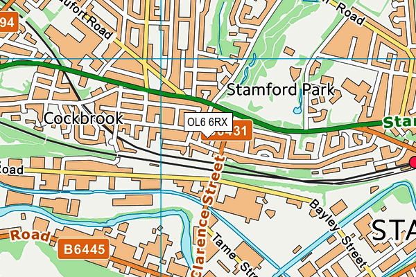 OL6 6RX map - OS VectorMap District (Ordnance Survey)
