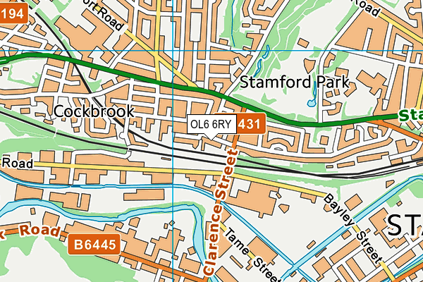 OL6 6RY map - OS VectorMap District (Ordnance Survey)