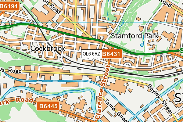 OL6 6RZ map - OS VectorMap District (Ordnance Survey)