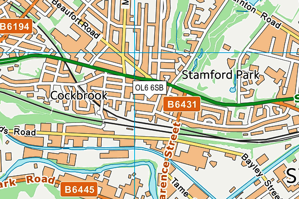 OL6 6SB map - OS VectorMap District (Ordnance Survey)