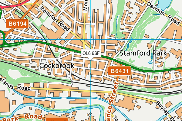 OL6 6SF map - OS VectorMap District (Ordnance Survey)