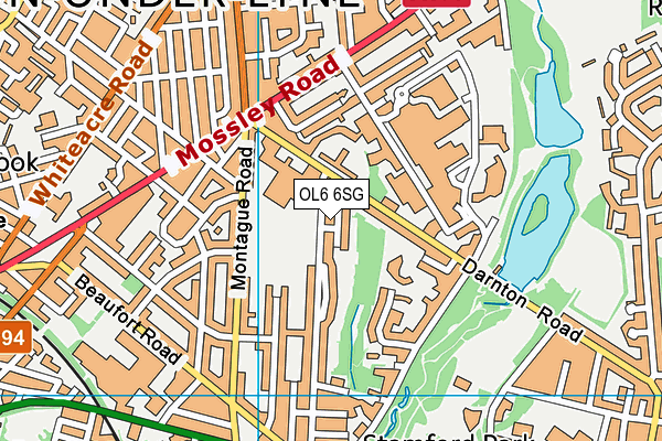 OL6 6SG map - OS VectorMap District (Ordnance Survey)
