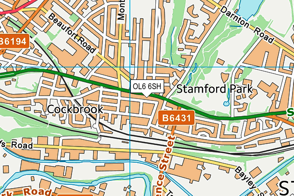 OL6 6SH map - OS VectorMap District (Ordnance Survey)