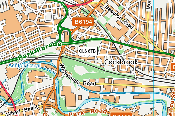 OL6 6TB map - OS VectorMap District (Ordnance Survey)