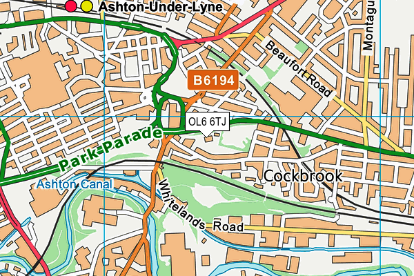 OL6 6TJ map - OS VectorMap District (Ordnance Survey)